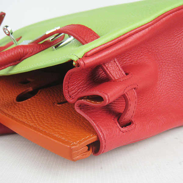 Replica Hermes 30CM Embossed Veins Leather Bag Red/Orange/Green 6088 On Sale